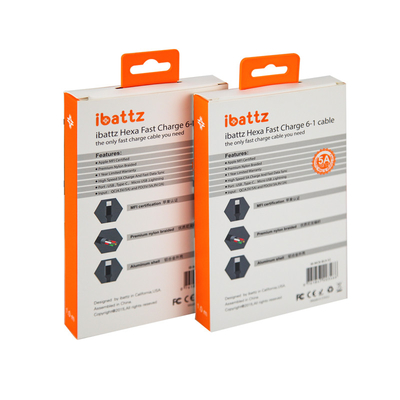157gm Caja de embalaje de cable de datos de barnizado Cajas de papel con ventana transparente