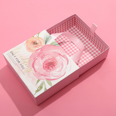 Diseño del almacenamiento del cajón de los joyeros de Logo Printed Pink Custom Cardboard