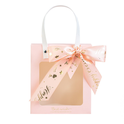 Caja de empaquetado de la ventana del bolso del regalo transparente de la cartulina con la manija