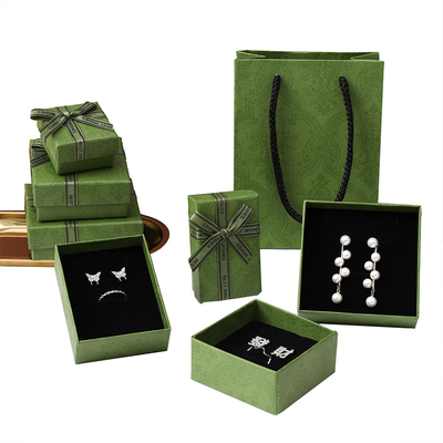 Lujo tapa y base tipo cajón verde joyería cajas de regalo para collar brazalete aretes anillo