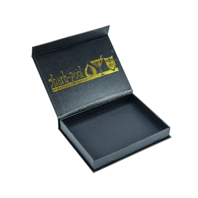Eco-Amigo Logotipo Impreso a medida Oro Estampado en Caliente Paquete Caja de Regalo Negro Con Tapa Magnética