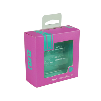 Cajas de cartón personalizadas línea de datos de carga de cable USB cajas con gancho