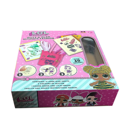 Diseño personalizado de juegos de regalo para niños caja de papel con caja de embalaje de juguete de ventana
