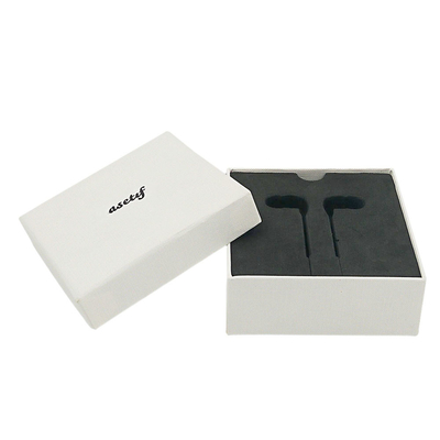 Caja de embalaje electrónico de venta al por menor para auriculares Caja de embalaje de papel blanco Logotipo personalizado