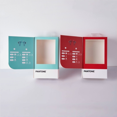 Cajas de papel electrónico con logotipo personalizado para auriculares caja de embalaje con PVC Wind