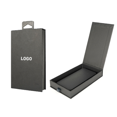 Logotipo personalizado Caja de papel de embalaje electrónico magnético negro para caja de teléfono caja de embalaje regalo