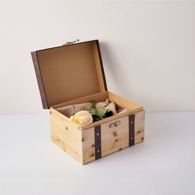 Cajas de regalo de madera de lujo de gran capacidad con tapa de madera, cajas de almacenamiento con cerradura