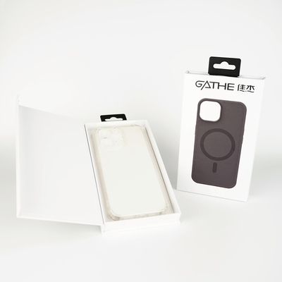 Caja de embalaje vacía para celulares con colgador, caja de papel rígido para cajones