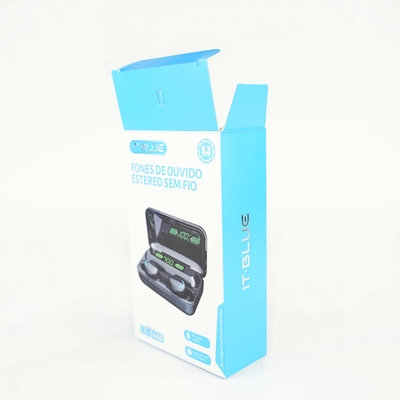 Logotipo personalizado Bolsas de regalo de papel plegables pequeñas caja de embalaje de auriculares Bluetooth inalámbrico