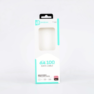 Caja plegable personalizada USB cables de datos de línea de embalaje Caja de papel con película de ventana transparente