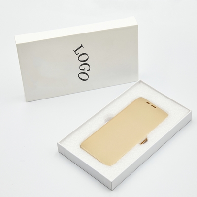 Envase de caja de caja de teléfono rígida, caja de caja de teléfono personalizada con bandejas de espuma de perla de tapa