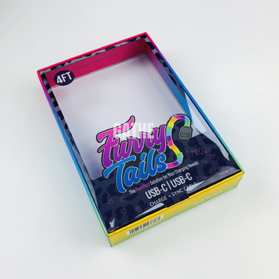 Diseño de caja personalizado PVC plástico caja transparente pantalla de ventana Productos electrónicos Cajas de embalaje para cargador Cable de datos USB