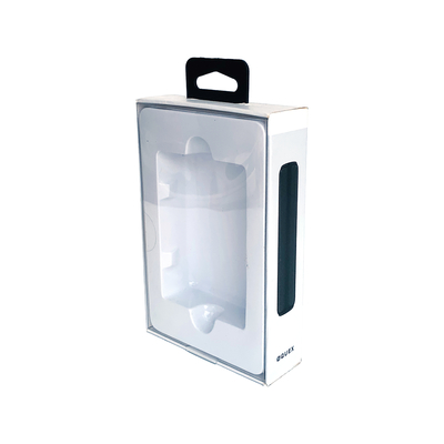 Caja de regalo de cartón para banco de energía con logotipo personalizado, ventanas transparentes de PVC desmontables, para embalaje electrónico, cajas de papel