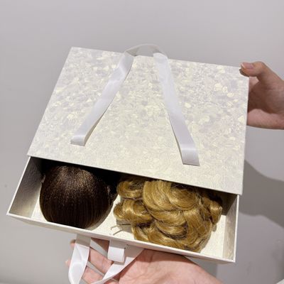 Caja de regalo deslizante rígida con textura 3D de lujo personalizada, cajas de papel para pelucas y extensiones de cabello humano