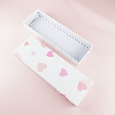 Cajas de embalaje de regalo de joyería rosa ecológicas personalizadas, cajas largas rígidas de cartón