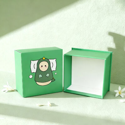 Custom Cartoon Printed Green Empty Cube Blind Mystery Box Rigid Cardboard Packaging Gift Box 